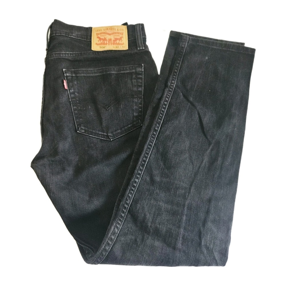 LEVI'S 508 Jeans Men Size W32 X L32 Regular Tapered Black Denim Red Tag